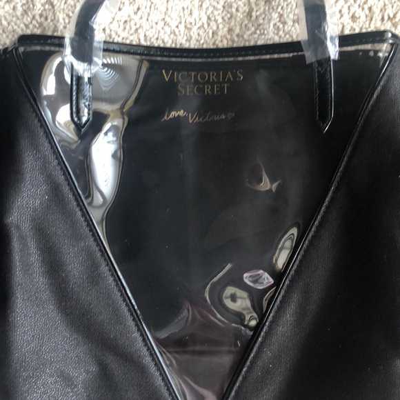 VICTORIA’S SECRET BLACK TOTE WITH MAKEUP BAG - Picture 2 of 5